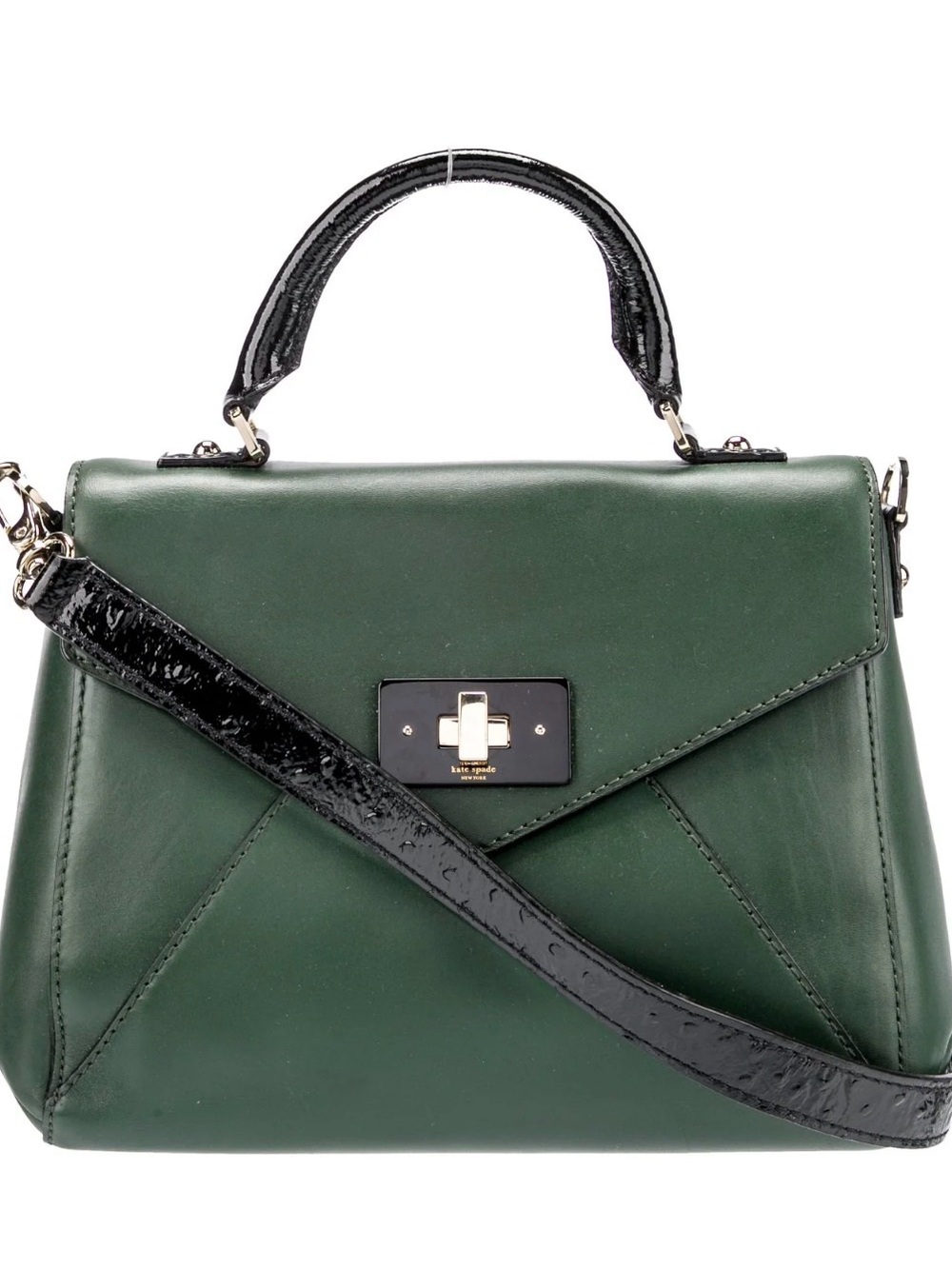 Kate Spade Structured Dark Green Top-Handle Satchel with Gold Hardware